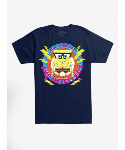 Hot Selling SpongeBob SquarePants Don't Neglect Intellect Black T-Shirt $5.93 T-Shirts