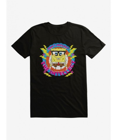 Hot Selling SpongeBob SquarePants Don't Neglect Intellect Black T-Shirt $5.93 T-Shirts