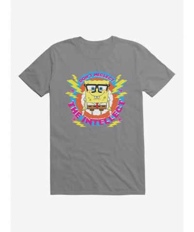 Hot Selling SpongeBob SquarePants Don't Neglect Intellect Black T-Shirt $5.93 T-Shirts