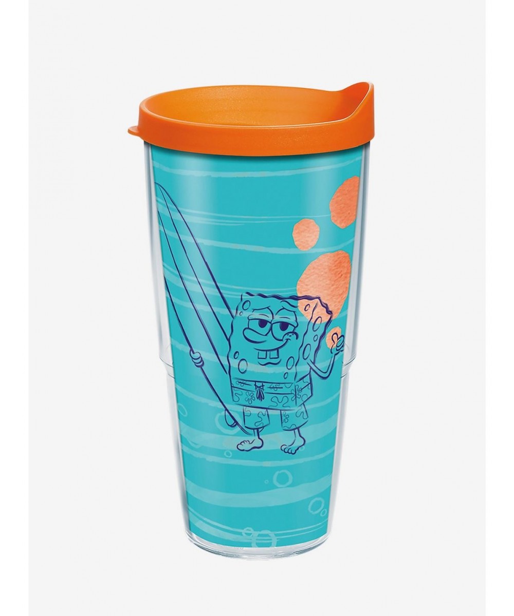 Pre-sale Discount Spongebob Squarepants Surfboard 24oz Classic Tumbler With Lid $11.22 Tumblers