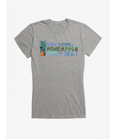 Hot Selling Spongebob Squarepants Neon Lives In A Pineapple Girls T-Shirt $8.96 T-Shirts