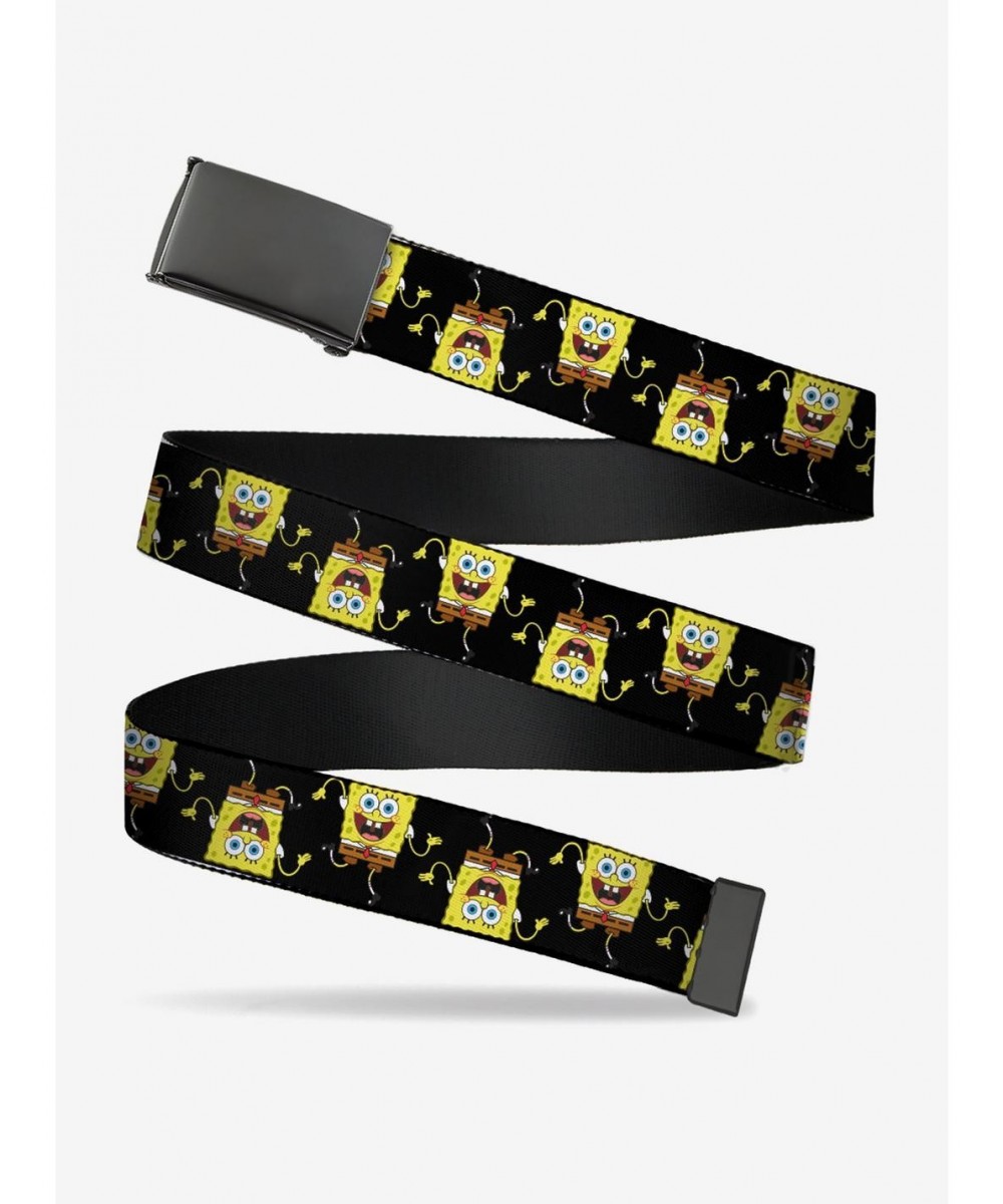 Seasonal Sale Spongebob Squarepants Wavy Arm Pose Flip Black Clamp Belt $9.26 Merchandises