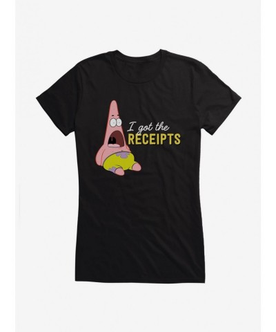 Pre-sale Discount SpongeBob SquarePants Patrick I Got The Receipts Girls T-Shirt $7.97 T-Shirts