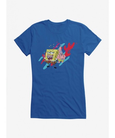 High Quality SpongeBob SquarePants Fake Teeth SpongeBob Patrick Coral Girls T-Shirt $8.37 T-Shirts