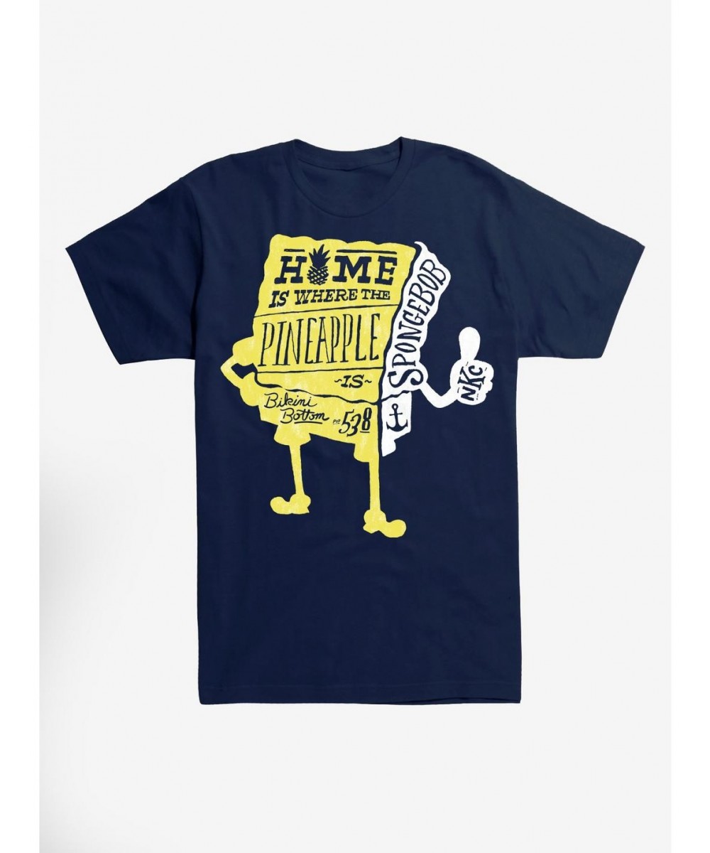 Trendy SpongeBob SquarePants Home Where The Pineapple Is T-Shirt $5.74 T-Shirts