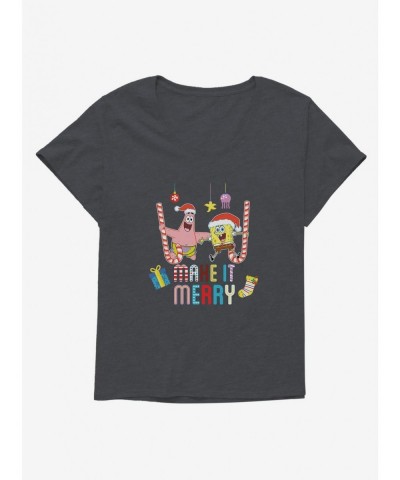 Low Price SpongeBob SquarePants Make It Merry Girls T-Shirt Plus Size $7.89 T-Shirts