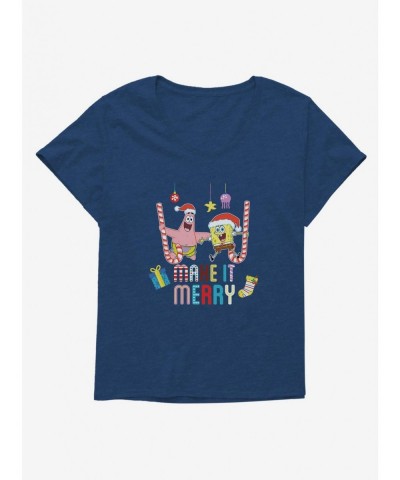 Low Price SpongeBob SquarePants Make It Merry Girls T-Shirt Plus Size $7.89 T-Shirts