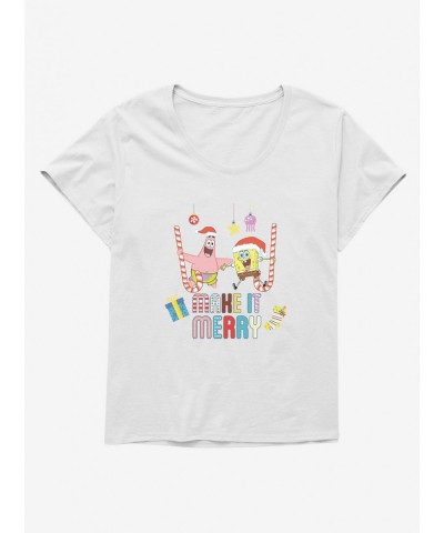 Low Price SpongeBob SquarePants Make It Merry Girls T-Shirt Plus Size $7.89 T-Shirts