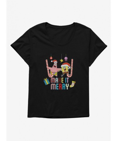 Low Price SpongeBob SquarePants Make It Merry Girls T-Shirt Plus Size $7.89 T-Shirts