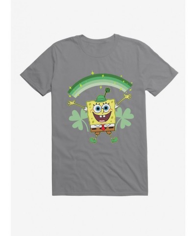 Pre-sale SpongeBob SquarePants St. Patrick's Day Shamrocks Black T-Shirt $9.37 T-Shirts