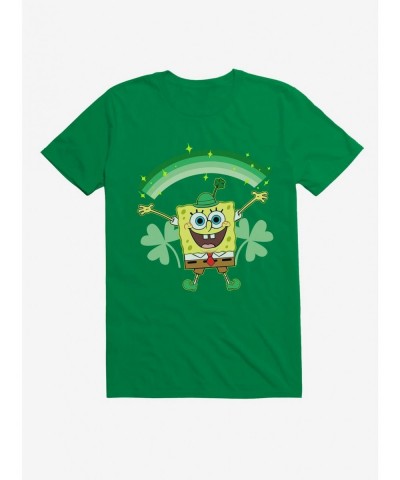 Pre-sale SpongeBob SquarePants St. Patrick's Day Shamrocks Black T-Shirt $9.37 T-Shirts