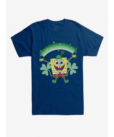 Pre-sale SpongeBob SquarePants St. Patrick's Day Shamrocks Black T-Shirt $9.37 T-Shirts