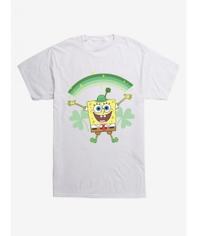 Pre-sale SpongeBob SquarePants St. Patrick's Day Shamrocks Black T-Shirt $9.37 T-Shirts