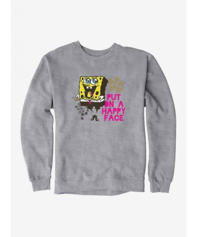 Hot Sale SpongeBob SquarePants Put On A Happy Face Sweatshirt $10.92 Sweatshirts