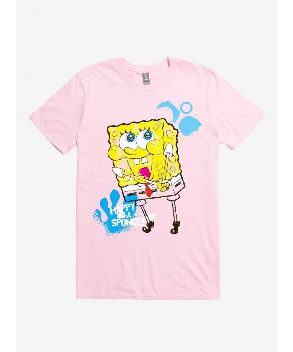 Huge Discount SpongeBob SquarePants Happy As A Sponge T-Shirt $7.65 T-Shirts