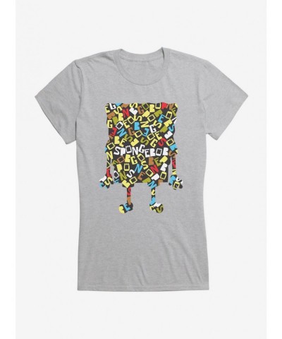 Discount Sale SpongeBob SquarePants Script Outline Girls T-Shirt $6.77 T-Shirts