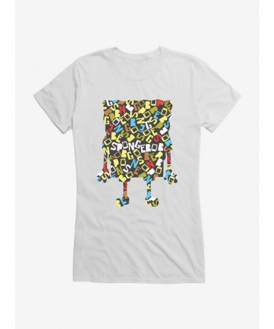 Discount Sale SpongeBob SquarePants Script Outline Girls T-Shirt $6.77 T-Shirts